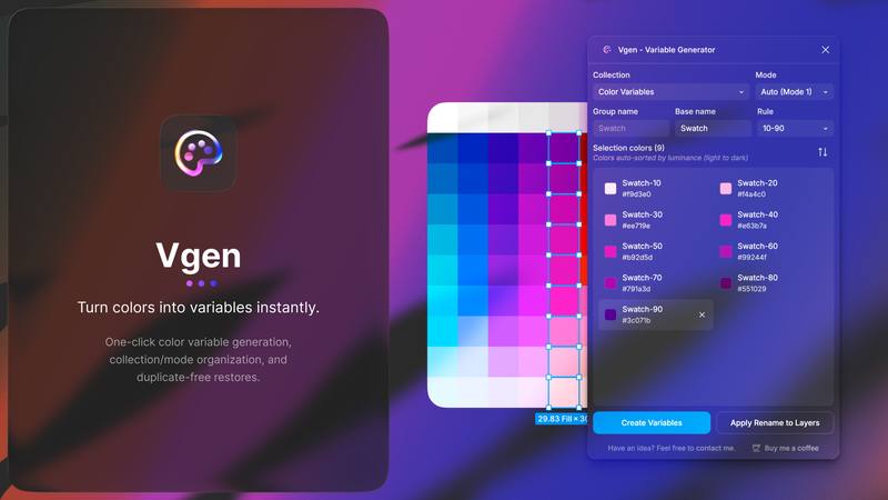 Vgen - Variable Generator:Figma变量自动炼丹炉 🧪