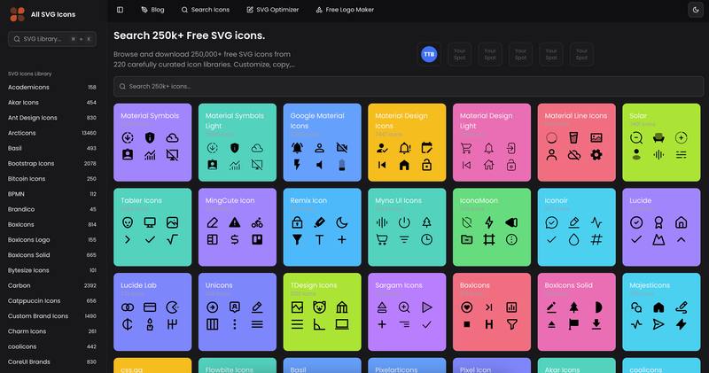All SVG Icons → SVG图标宇宙的「超级枢纽站」