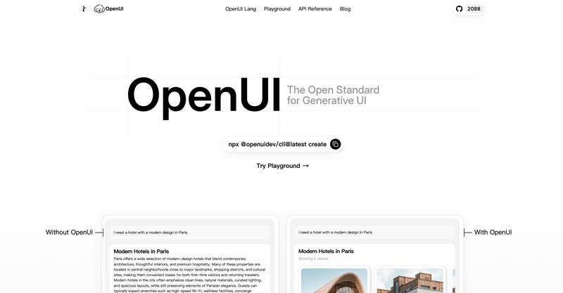 Open UI:生成式 UI 开源标准工具包 🛠
