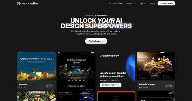 motionsites:AI 高级动效落地页提示词库