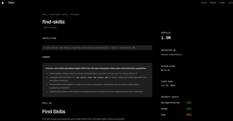 find-skills:Vercel Agent 技能发现工具 🛠